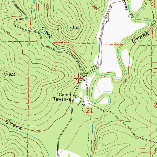 Topographic Map of Coos County Youth Camp, OR