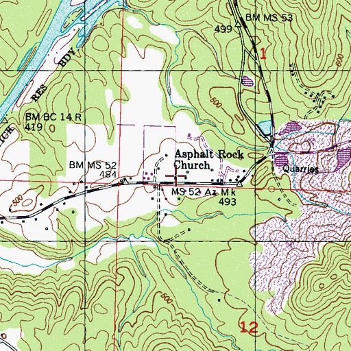 Topographic Map of Asphalt Rock Baptist Church, AL