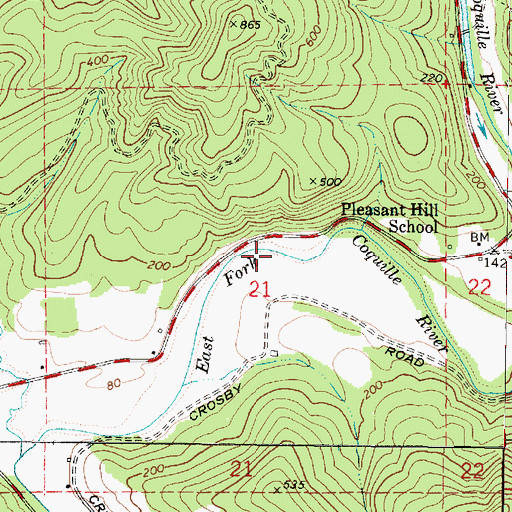 Topographic Map of Fall Creek, OR
