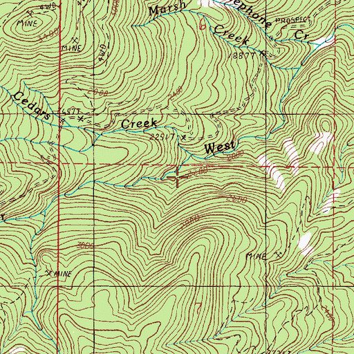 Topographic Map of Twin Cedars Creek, OR