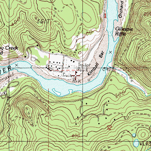 Topographic Map of Kimball Bar, OR