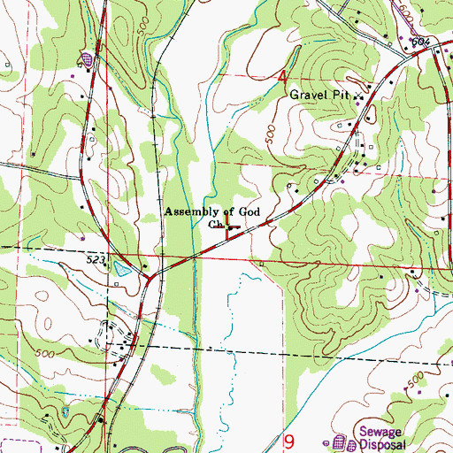 Topographic Map of Assembly of God Church, AL