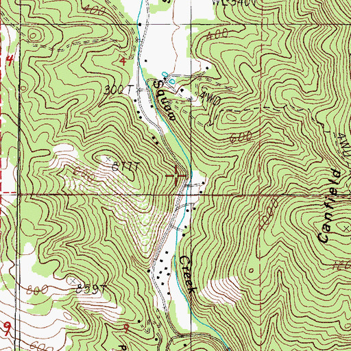 Topographic Map of Papoose Creek, OR