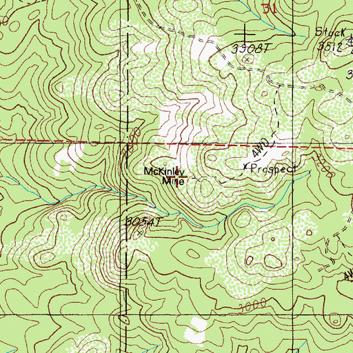 Topographic Map of McKinley Mine, OR