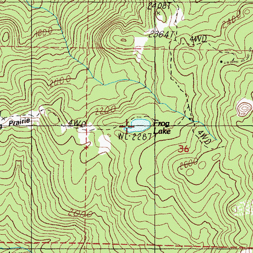 Topographic Map of Lake of the Woods, OR