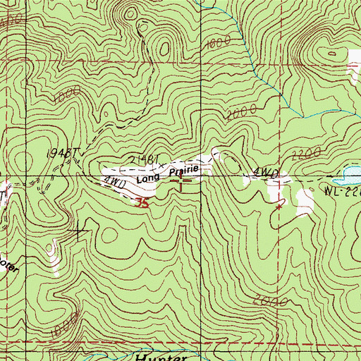 Topographic Map of Long Prairie, OR