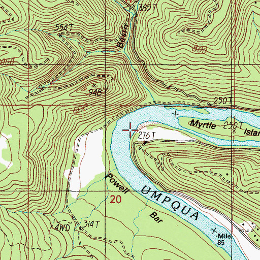 Topographic Map of Powell Bar, OR