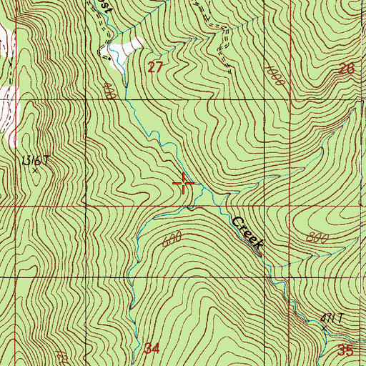 Topographic Map of Steve Creek, OR