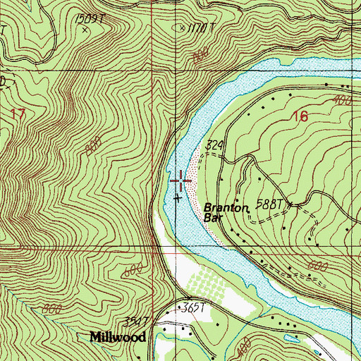 Topographic Map of Branton Bar, OR