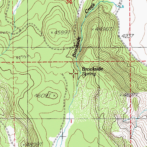 Topographic Map of Brookside Spring, OR