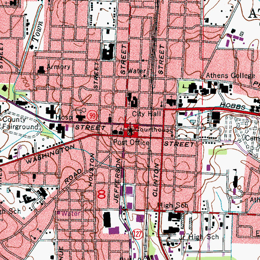 Topographic Map of Athens, AL