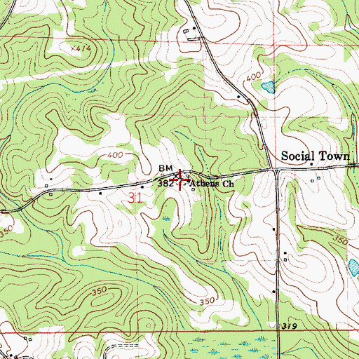 Topographic Map of Athens Church, AL