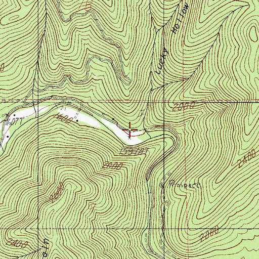 Topographic Map of Lucky Hollow, OR