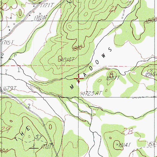 Topographic Map of The Meadows, OR