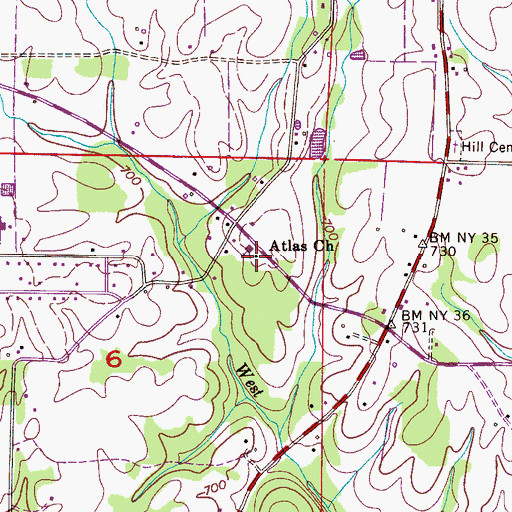 Topographic Map of Atlas Church, AL