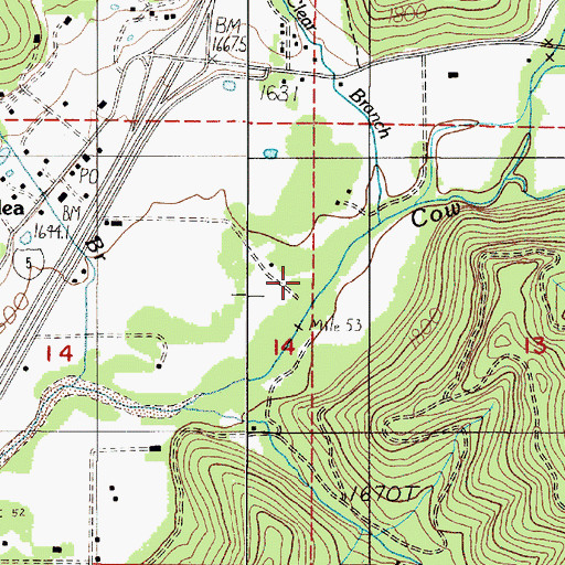 Topographic Map of Niday Branch Cow Creek, OR