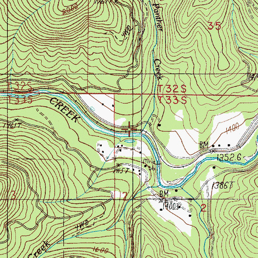Topographic Map of Panther Creek, OR