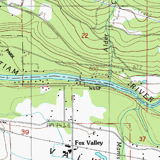 Topographic Map of Manis Creek, OR
