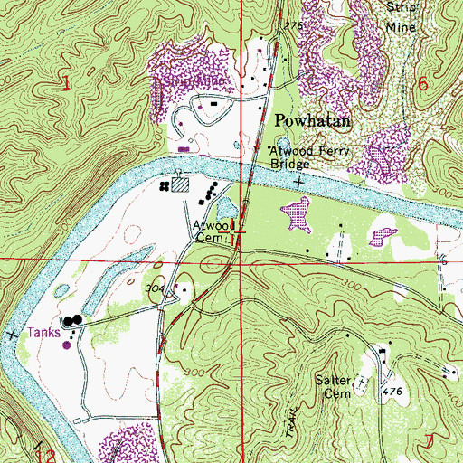 Topographic Map of Atwood Cemetery, AL