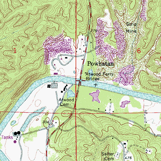 Topographic Map of Atwood Ferry Bridge, AL
