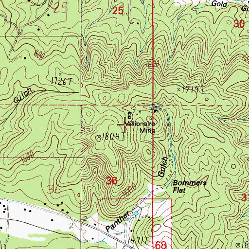 Topographic Map of Millionaire Mine, OR