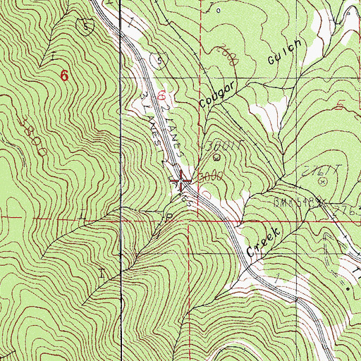 Topographic Map of Cougar Gulch, OR