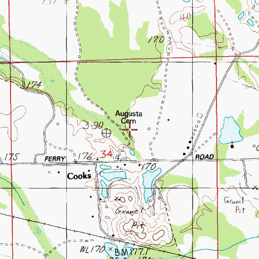 Topographic Map of Augusta Cemetery, AL