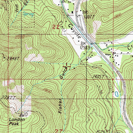 Topographic Map of Fisher Gulch, OR