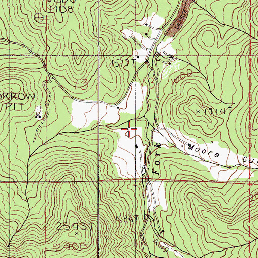 Topographic Map of Moore Gulch, OR