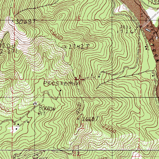 Topographic Map of Lucky Boy Mine, OR
