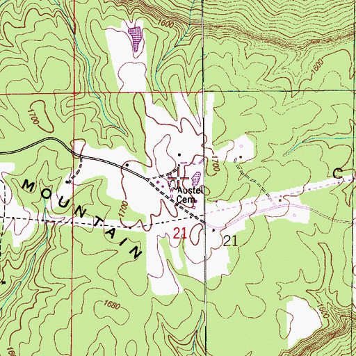 Topographic Map of Austell Cemetery, AL