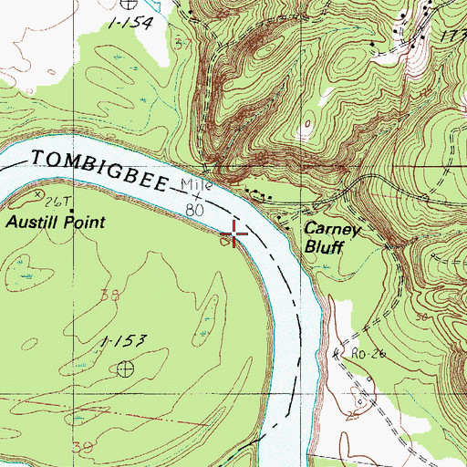 Topographic Map of Austill Point, AL