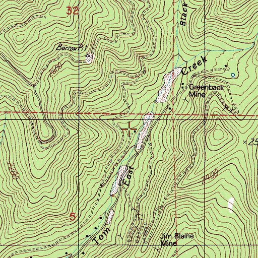 Topographic Map of Whiskey Bottle Creek, OR