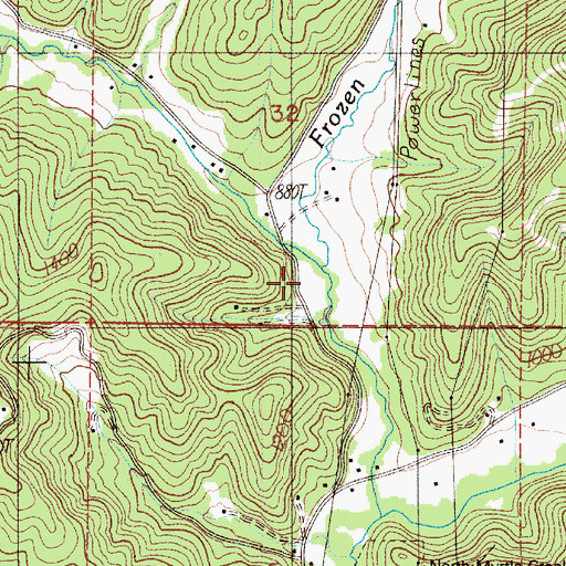Topographic Map of Left Fork Frozen Creek, OR