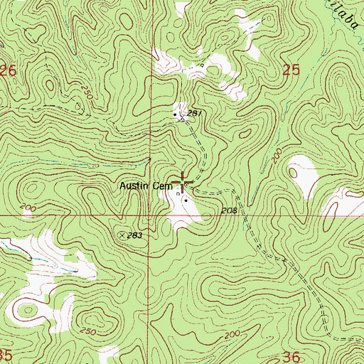 Topographic Map of Austin Cemetery, AL