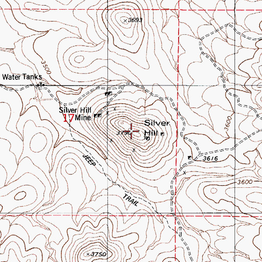 Topographic Map of Silver Hill, AZ