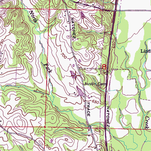 Topographic Map of Austin Cemetery, AL