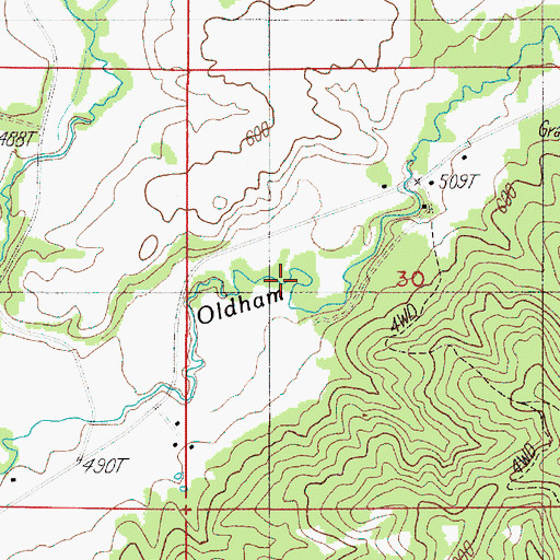 Topographic Map of Harvey Cemetery, OR