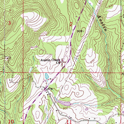 Topographic Map of Austin Creek Baptist Church, AL