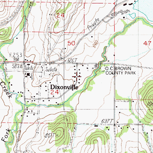 Topographic Map of O C Brown County Park, OR
