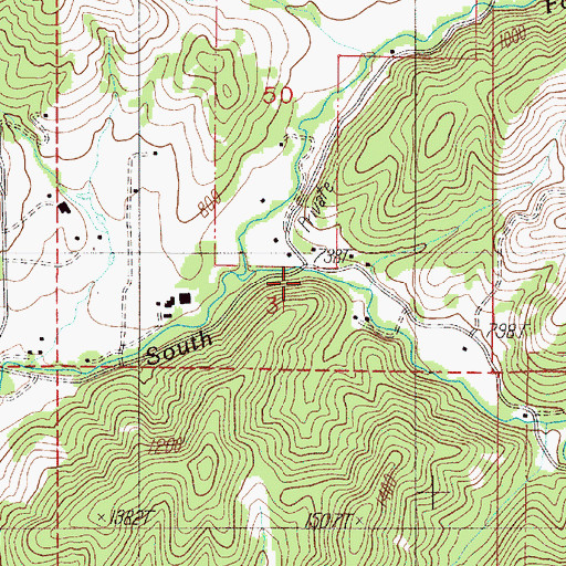 Topographic Map of Middle Fork of South Fork Deer Creek, OR