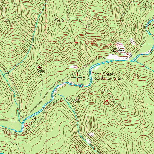 Topographic Map of Rock Creek Recreation Site, OR