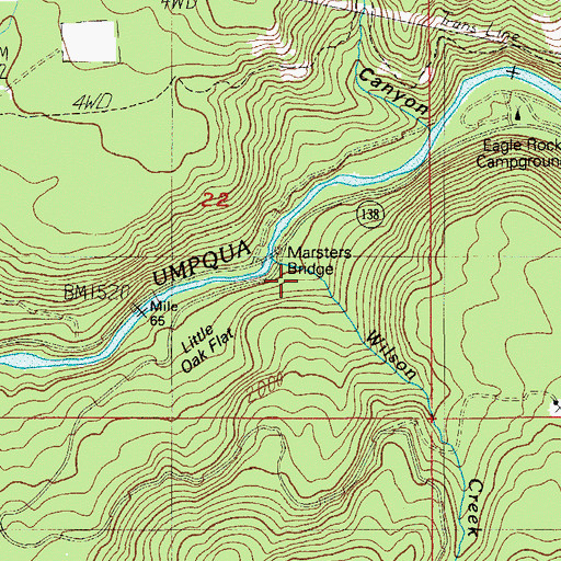 Topographic Map of Weeping Rock Campground, OR