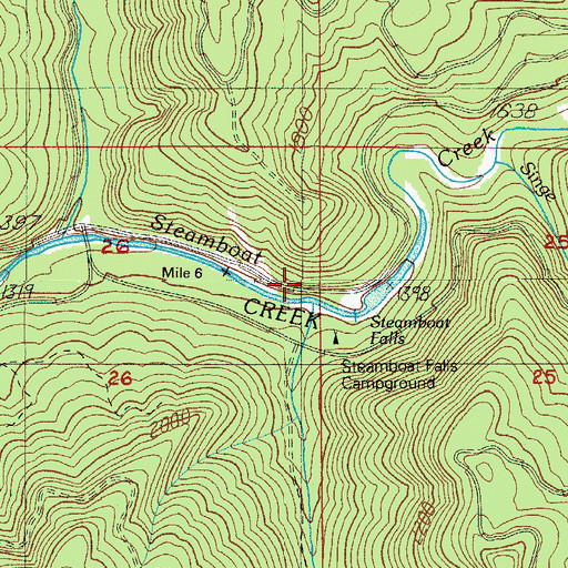 Topographic Map of Steamboat Falls Recreation Site, OR