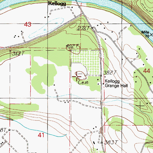 Topographic Map of Kellogg Cemetery, OR