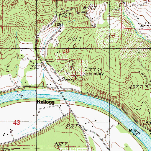 Topographic Map of Dimmick Cemetery, OR