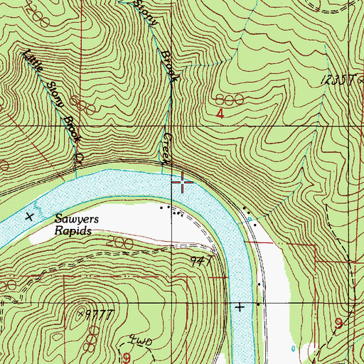 Topographic Map of Sawyer Rapids, OR