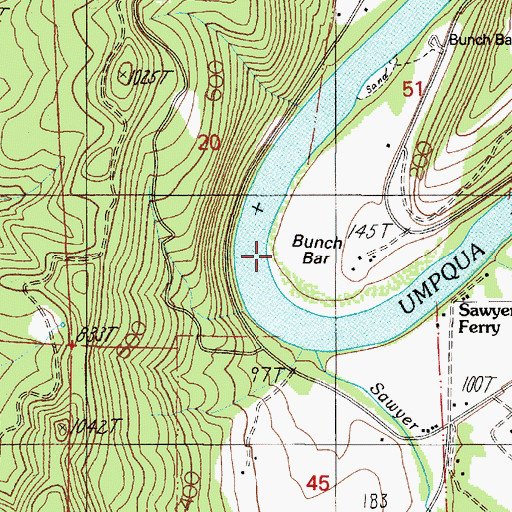 Topographic Map of Bunch Bar, OR
