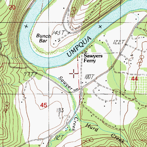 Topographic Map of Sawyers Ferry (historical), OR