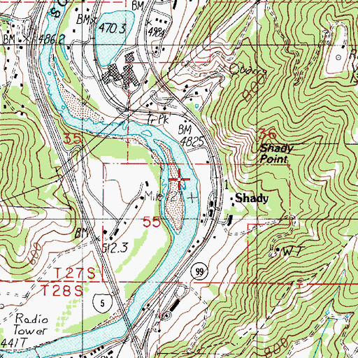 Topographic Map of Shady Point Creek, OR